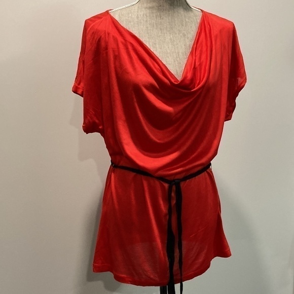 H&M Red Draped Cowl Neck Sleeveless Modal Top Large - Picture 2 of 8